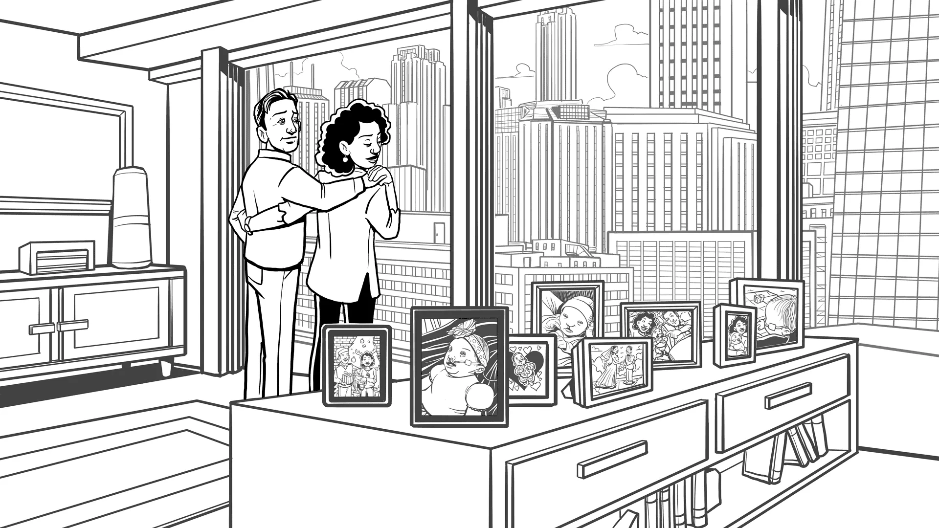In their apartment, Morgan and Matt look out the window
