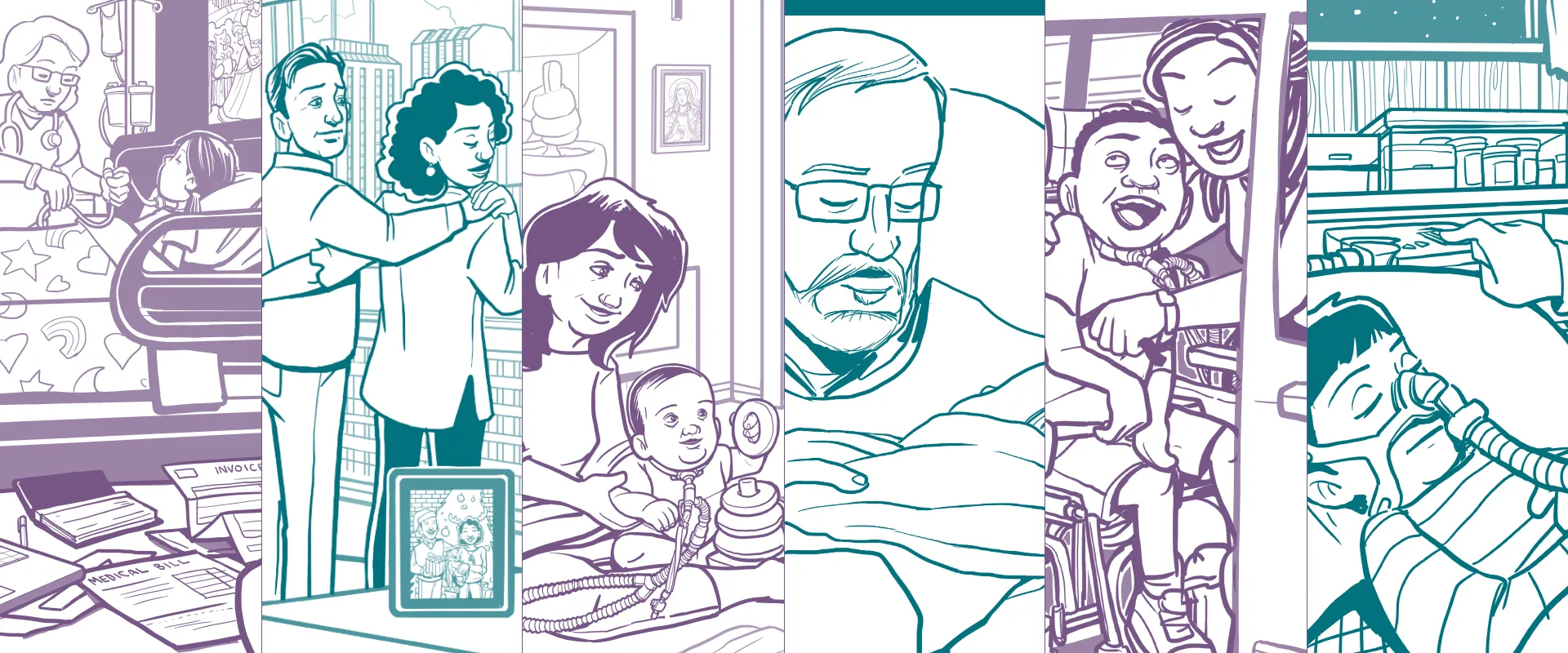 Illustration of a family embracing