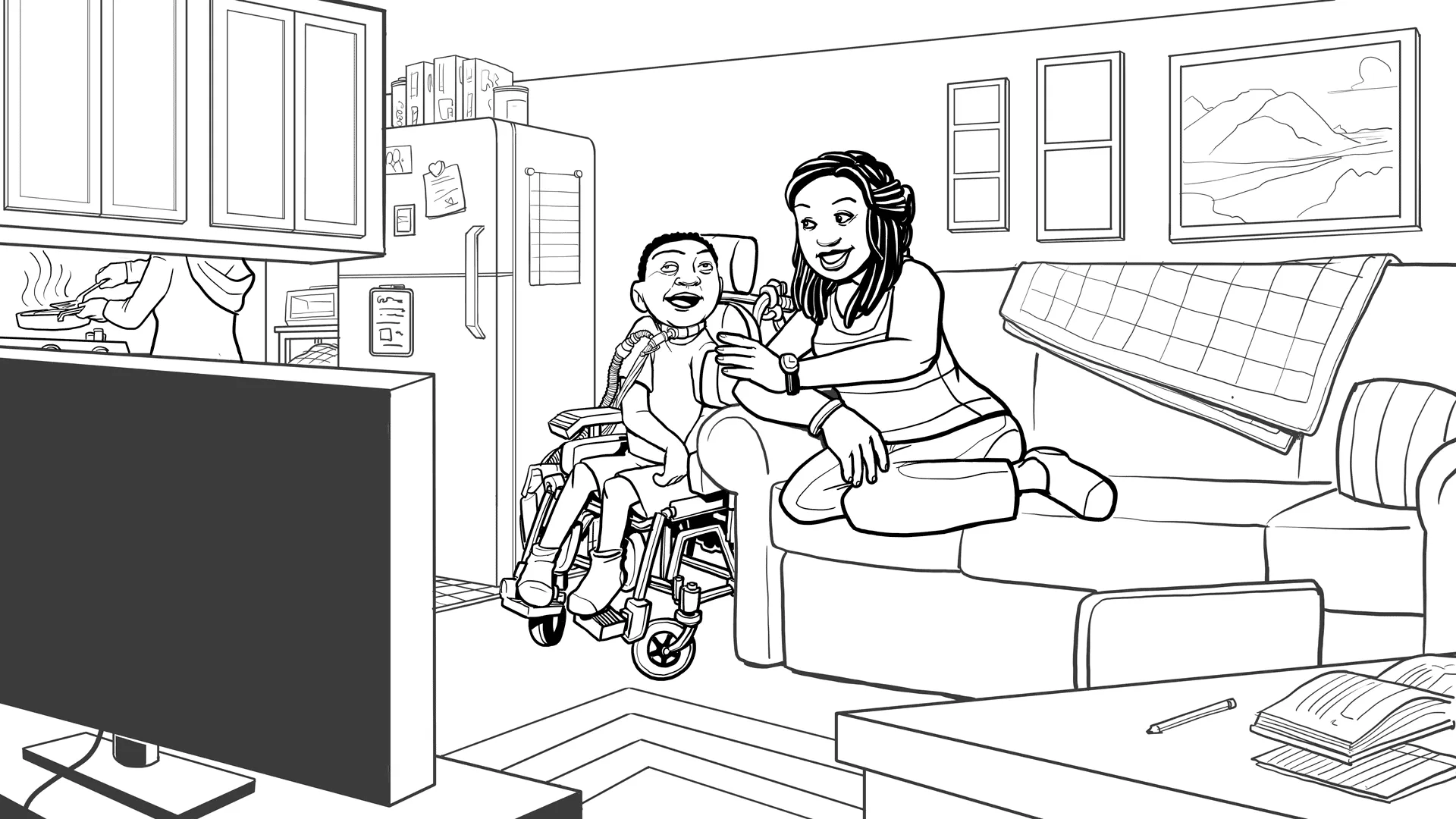 Kiana and Devin at home watching TV
